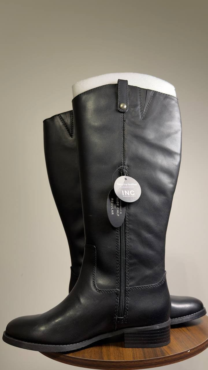 I.N.C.  Riding  Boots  Black  Leather  8.5M  WC  New  $189.90