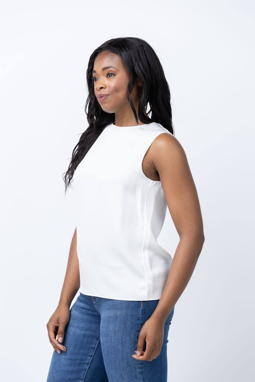 Theory Straight Shell Tank Top Ivory Silk Georgette Size S NWT$175 needs washing