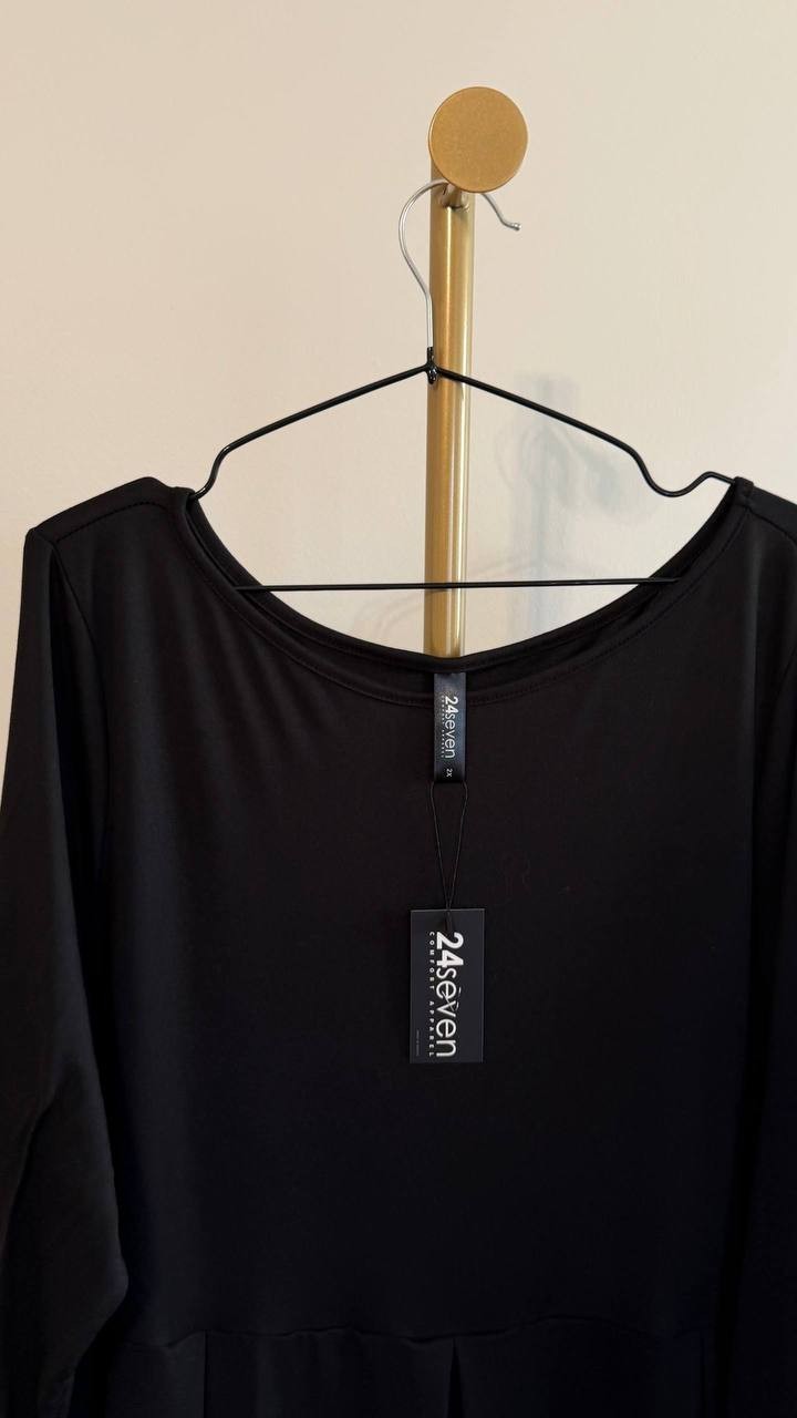 24Seven Comfort Apparel Women’s Long Sleeve Maxi Dress Black 2X $56 NWT