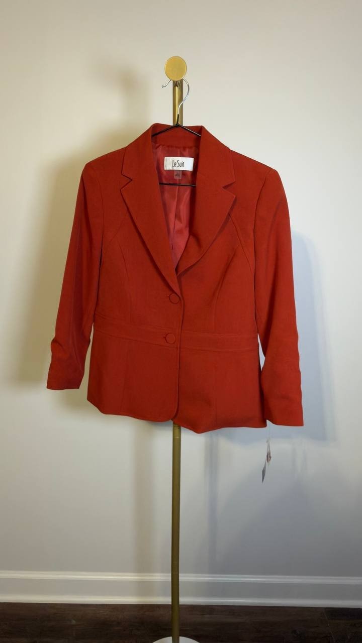 Le Suit Jacket  Notch‑Lapel Pantsuit Jacket Brick 4 NWT