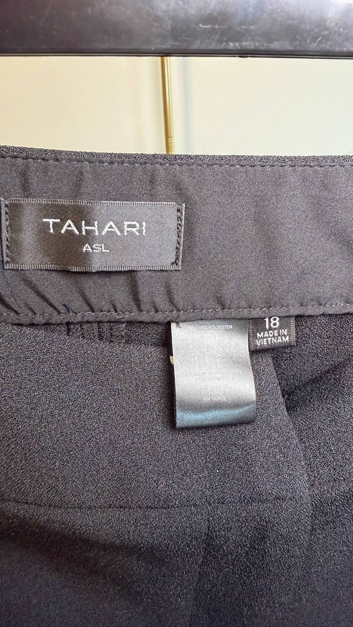 Tahari ASL Plus Size Mid Rise Wide Leg Pants Black 18 NWOT $109