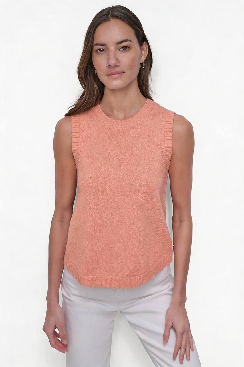 DKNY Jeans Sleeveless Ribbed Knit Top – Size M – NWT – Peach – $49