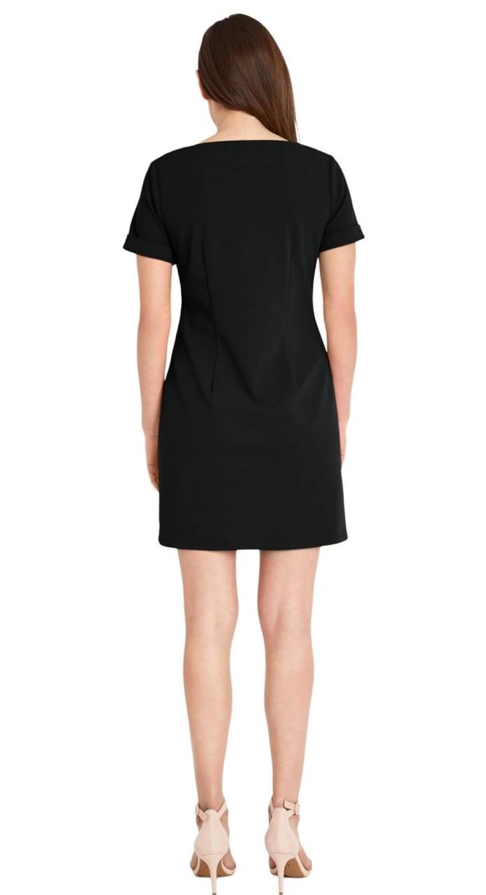 Donna Morgan Short Sleeve Scuba Crepe Dress Black 14 NWOT $128