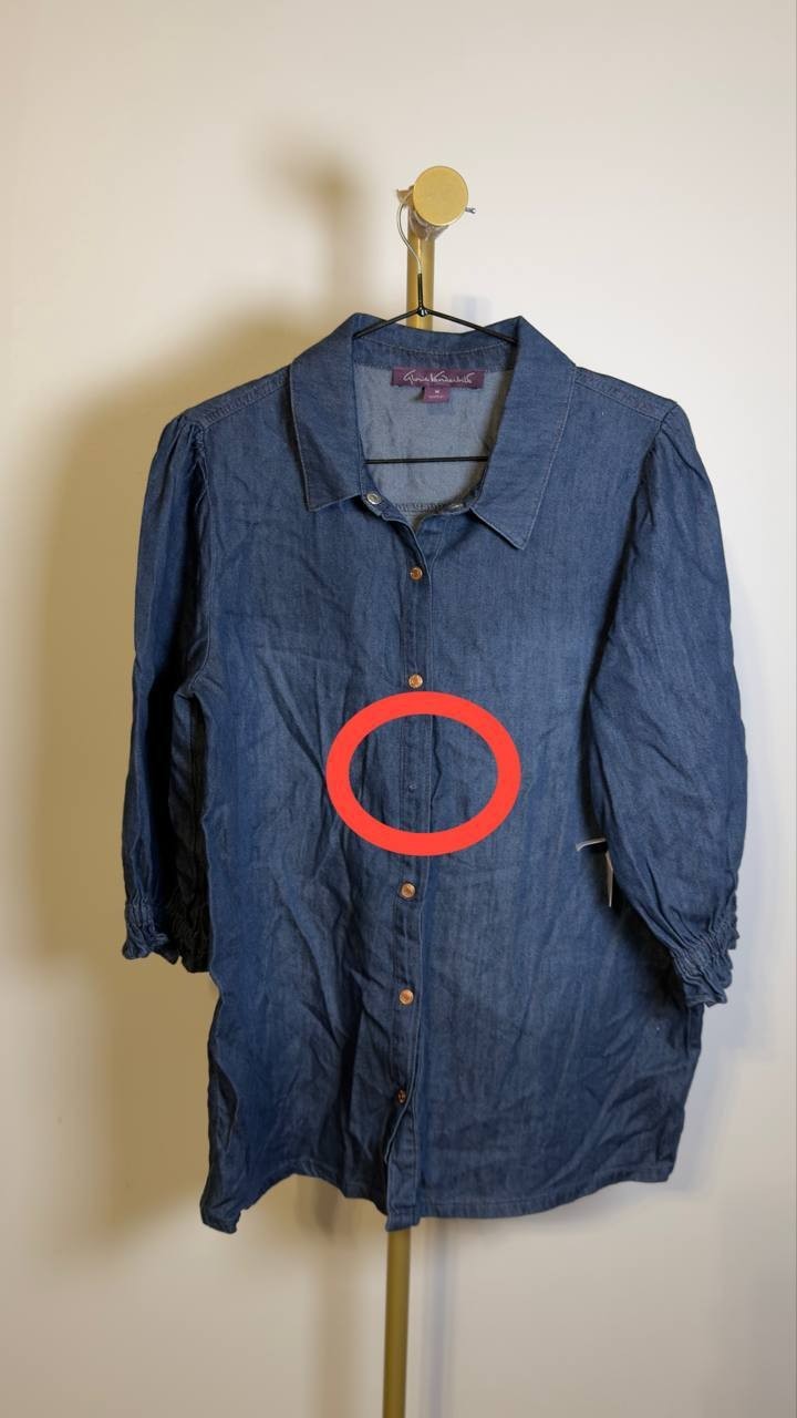 Gloria  Vanderbilt  Women’s  Puff‑Sleeve  Denim  Shirt  Lubbock  M  NWT  $50 