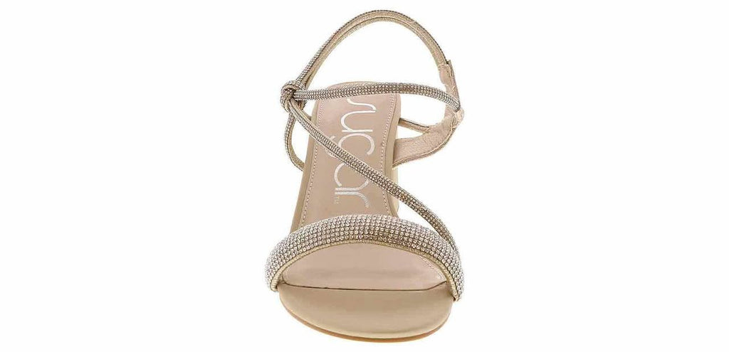 Sugar Neeve Dress Sandals 7.5M Champagne Satin Block Heel NIB msrp$59.99