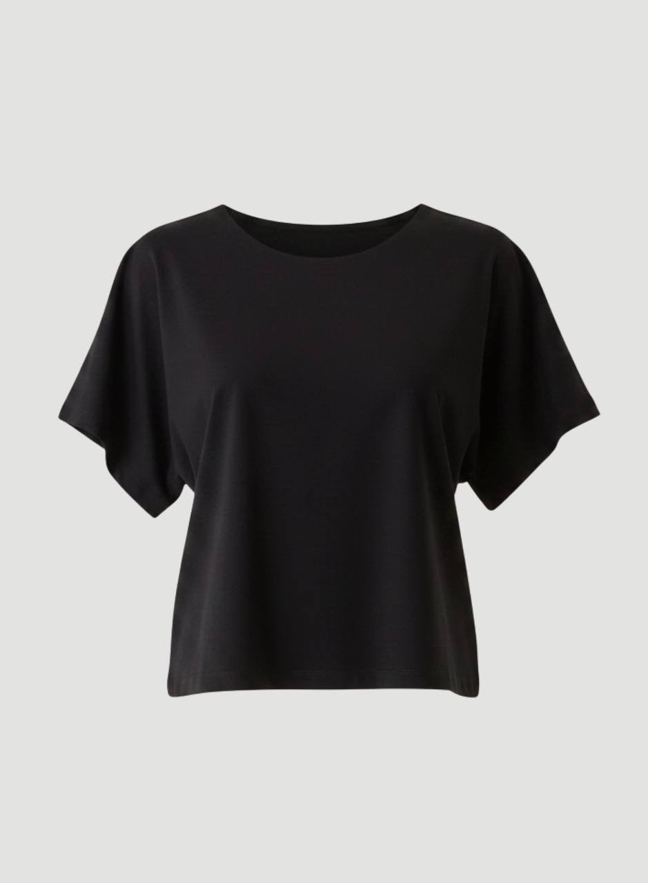 Majestic Filatures Supima Cotton Semi Relaxed Boat Neck Tee Noir Size 2 NWT $230