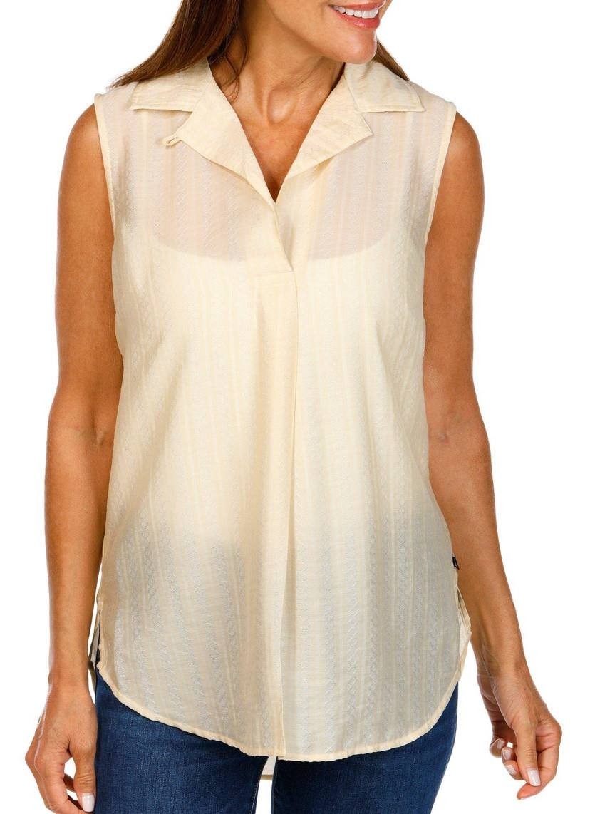 Nautica Jeans Women’s Sleeveless Dobby Popover Top – L – NWT–$54.50