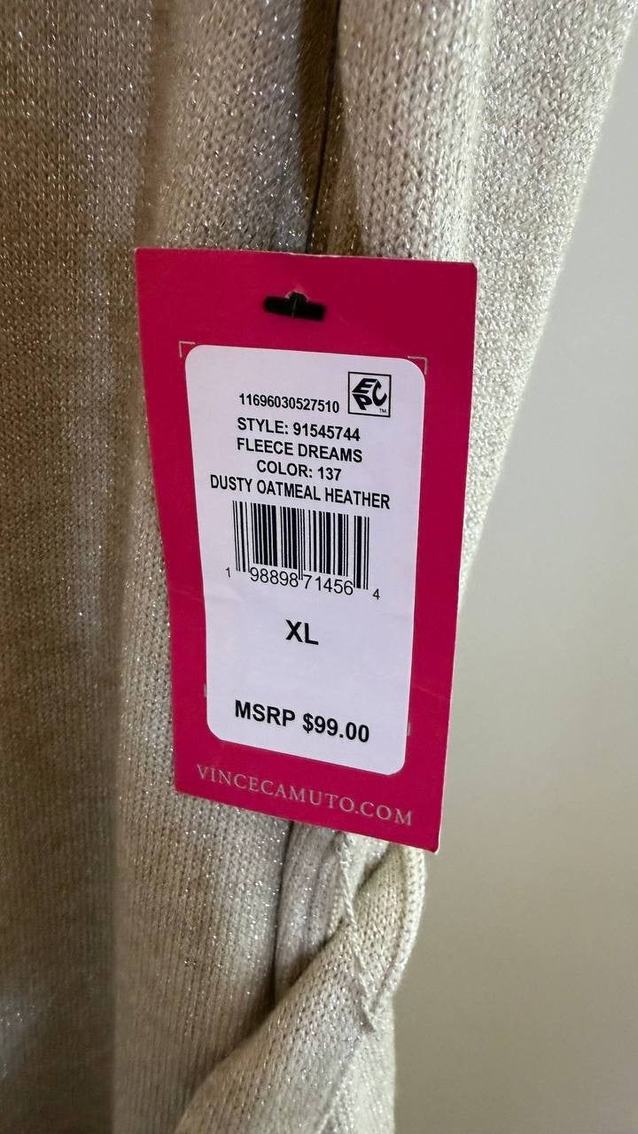 Vince Camuto Tie Waist Sweater Midi Dress Beige Sleeveless SizeXL NWT$99(a snag)