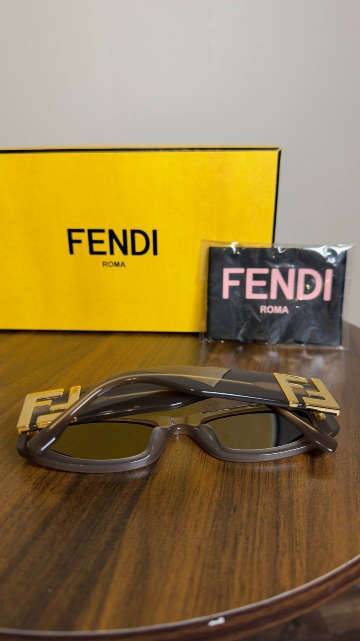 Fendi Rectangular Sunglasses Shiny Dark Brown OS NWOT $490.00