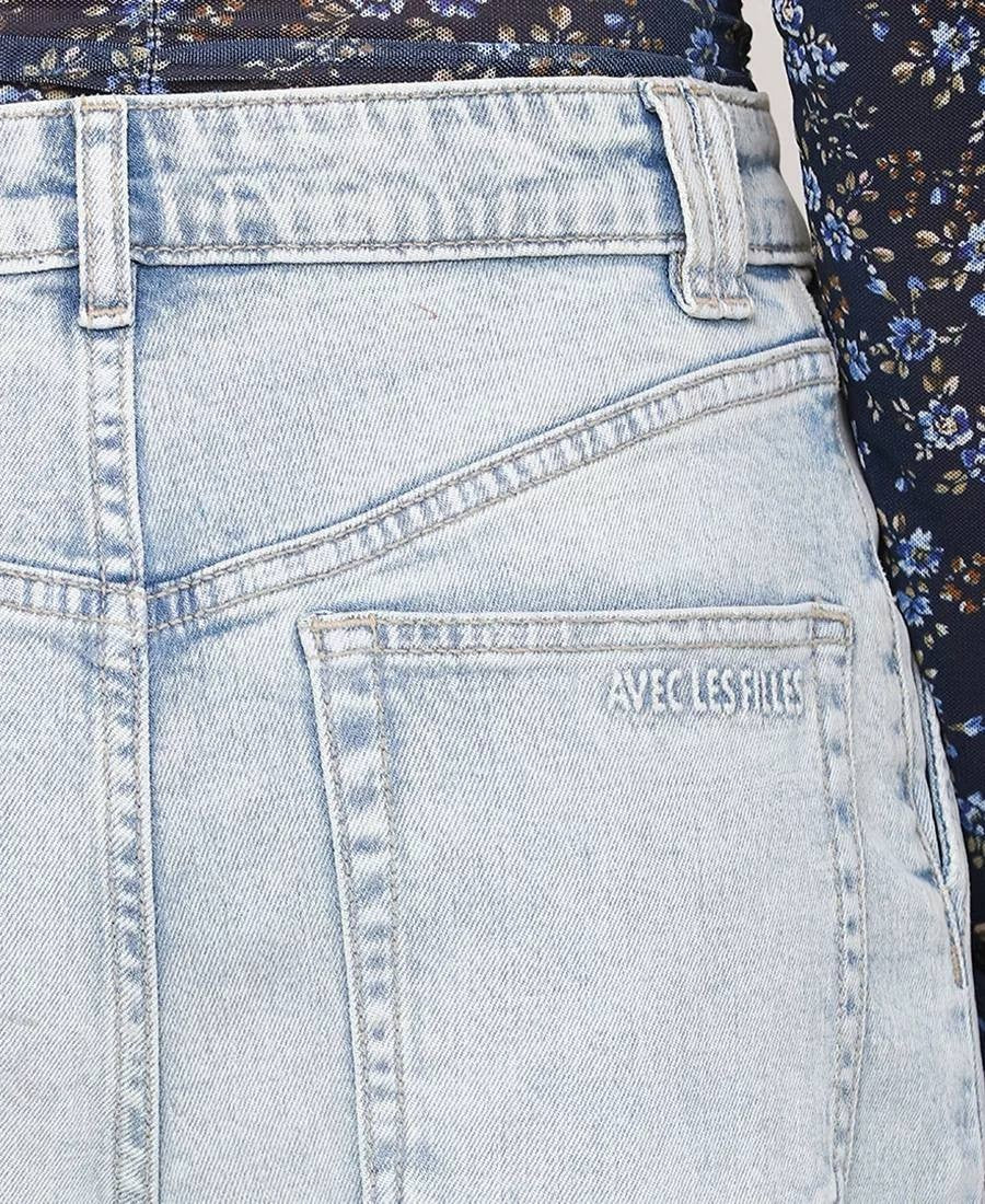 Avec Les Filles Pleat‑Front Wide‑Leg Jeans Blue Size30 NWT msrp$129