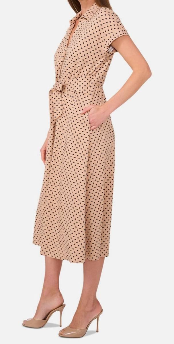 MSK Polka‑Dot Midi Dress Sesame M NWT $109