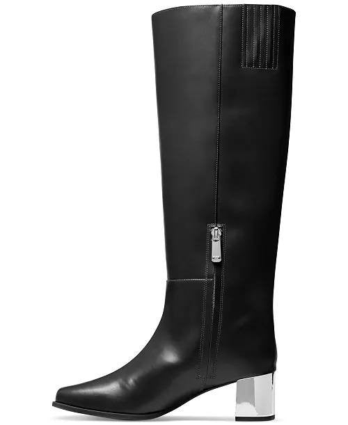 Michael Michael Kors Black Leather Tall Boots 10W New in Box MSRP $275