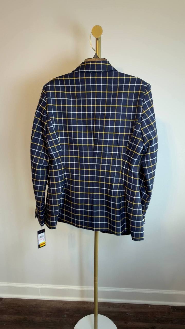 Tommy Hilfiger Plaid Slim‑Fit Single‑Button Blazer Navy Multi 10 NWT $159