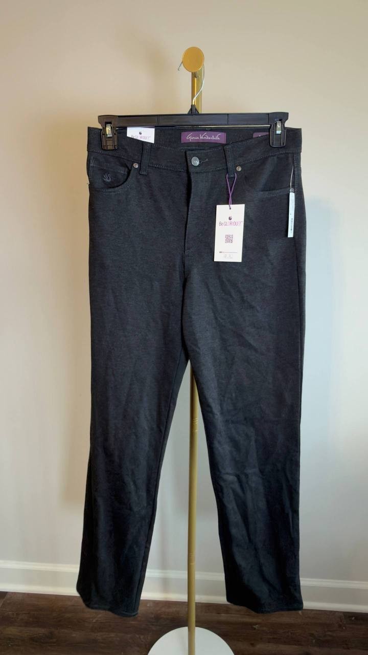 Gloria Vanderbilt Amanda Ponte High‑Rise Pants Heather Grey 10 NWT $54