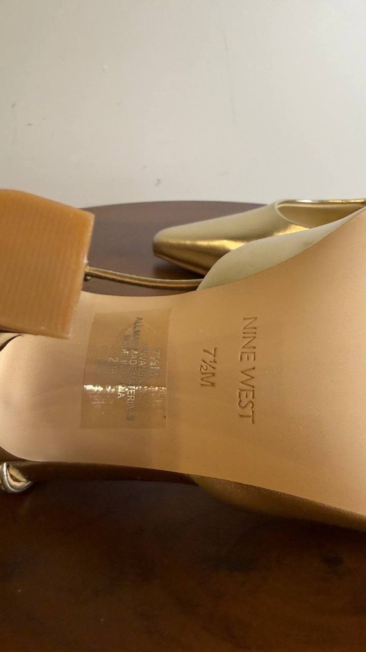 Nine West Vassa Slingback Pumps 7.5M Gold Heels New