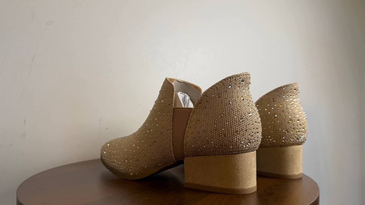 Kenneth Cole Reaction Side EZ Booties 5.5M Warm Taupe Knit Slip‑On NIB msrp$99