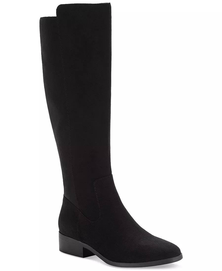 Style & Co Charmanee Tall Boots 8.5 Black Microfiber Fabric Zip NIB msrp$79.90