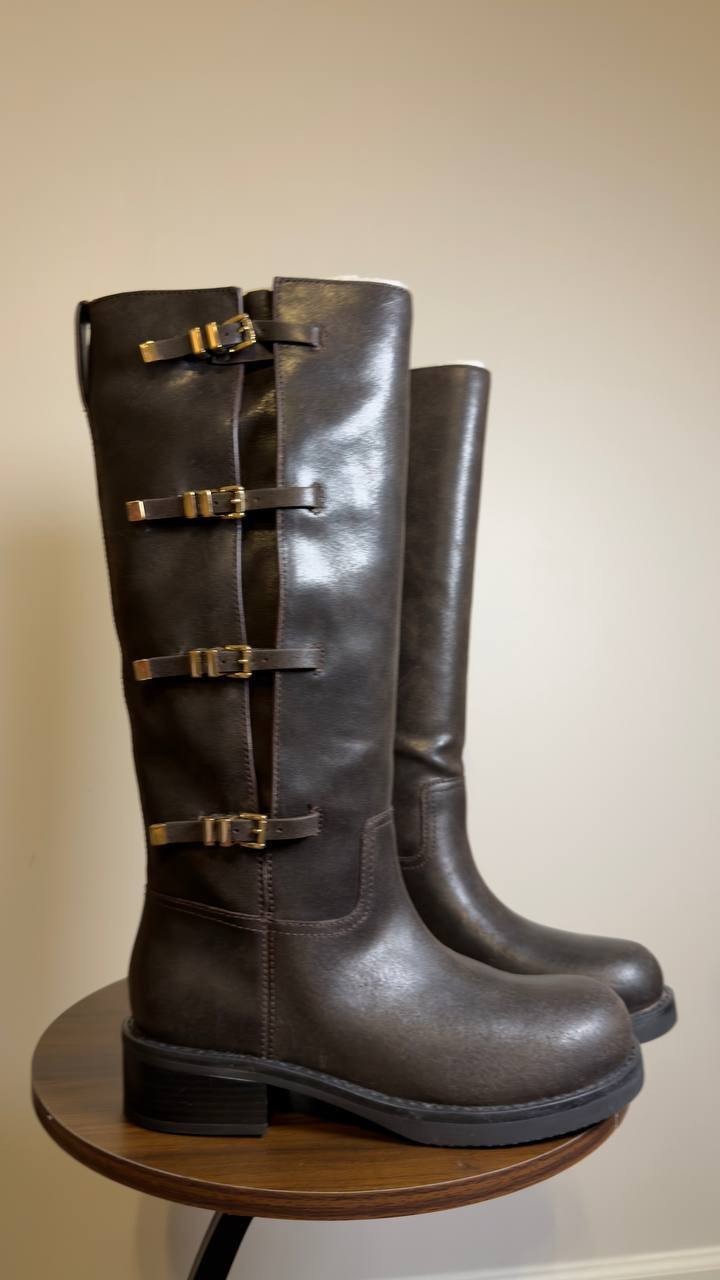 Michael Kors Block Heel Boots Chocolate 8 M New $295.00
