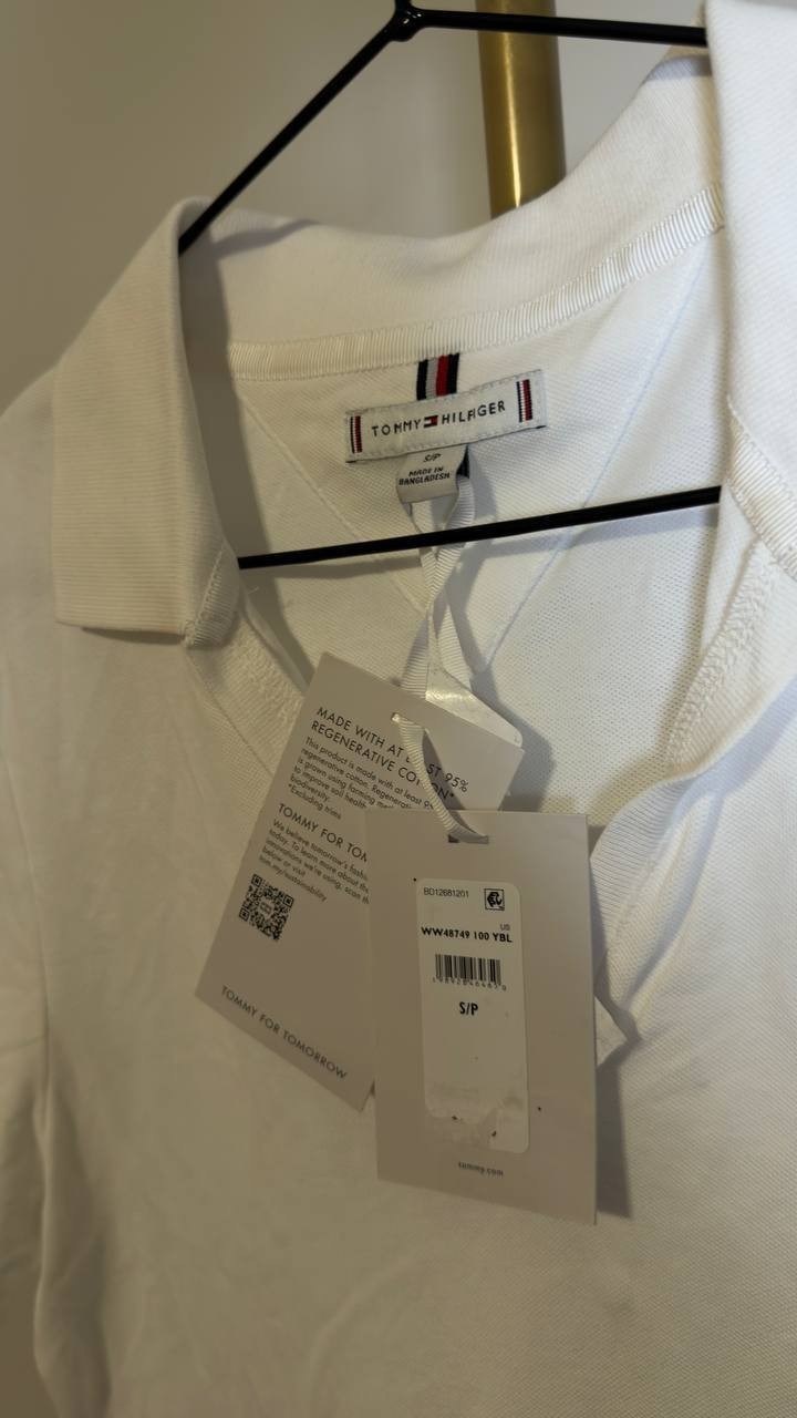 Tommy Hilfiger Women’s Script Polo Dress White S/P NWT $99.50