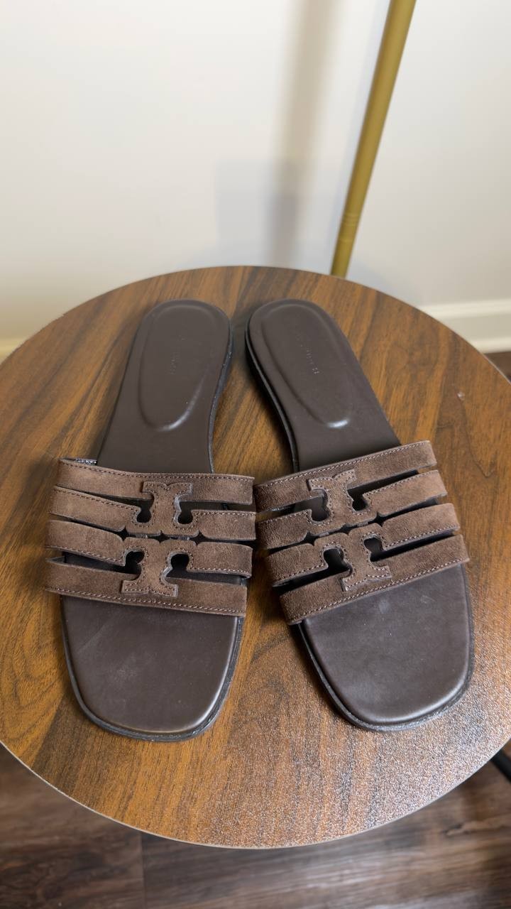 Tory  Burch  Slide  Sandals  Dark  Cocoa  9  Pre‑Owned  $225