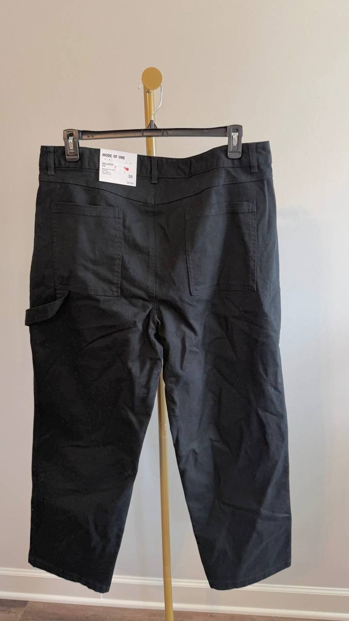 Mode of One Men’s Baggy Tapered Work Pants Black Size 38 NWT