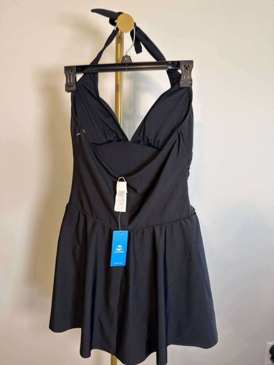 Cupshe Backless Halter One-Piece Swimdress Black M NWT $50