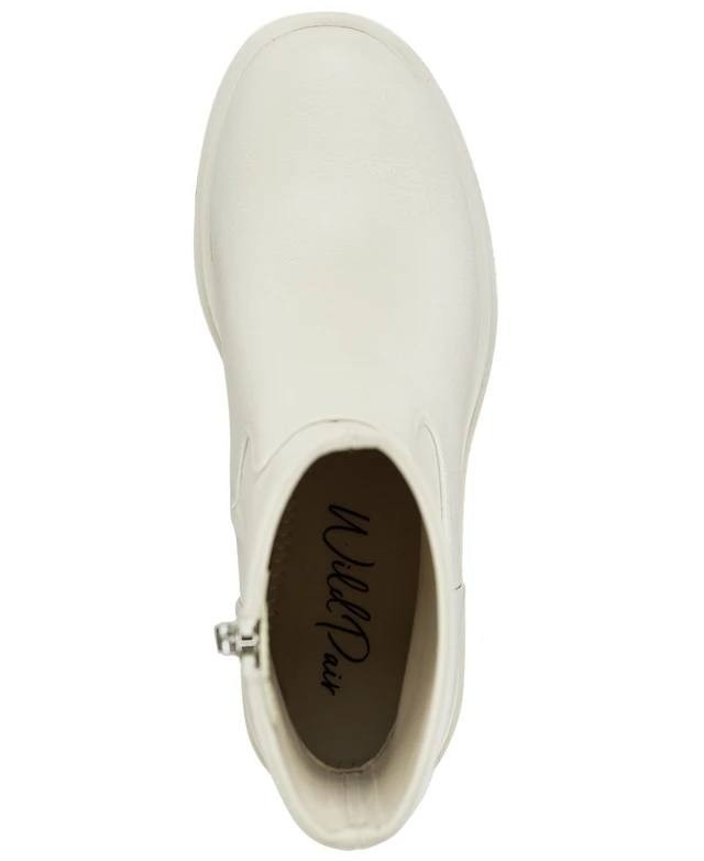 Wild Pair Verona Block Heel Booties Creme 7.5M Man‑Made $80 NWB