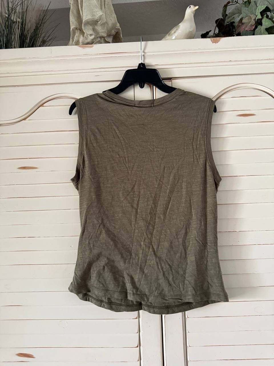 Sanctuary Burnt Olive Draped Tank Top - L, NWT, Crew Neck, Slub Jersey