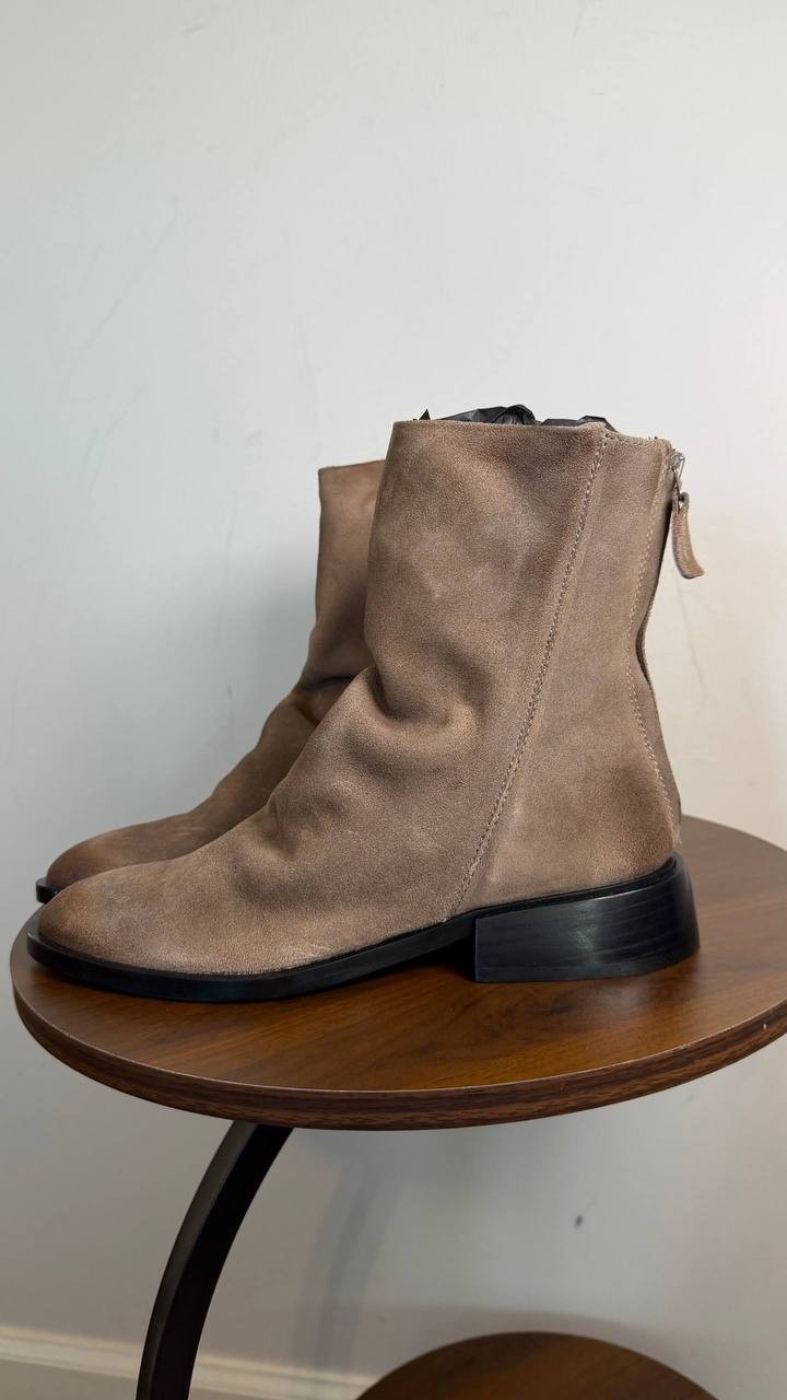 Steve Madden Nexie Bootie Taupe Suede 6.5M Block Heel Back Zip $159.99 NWB