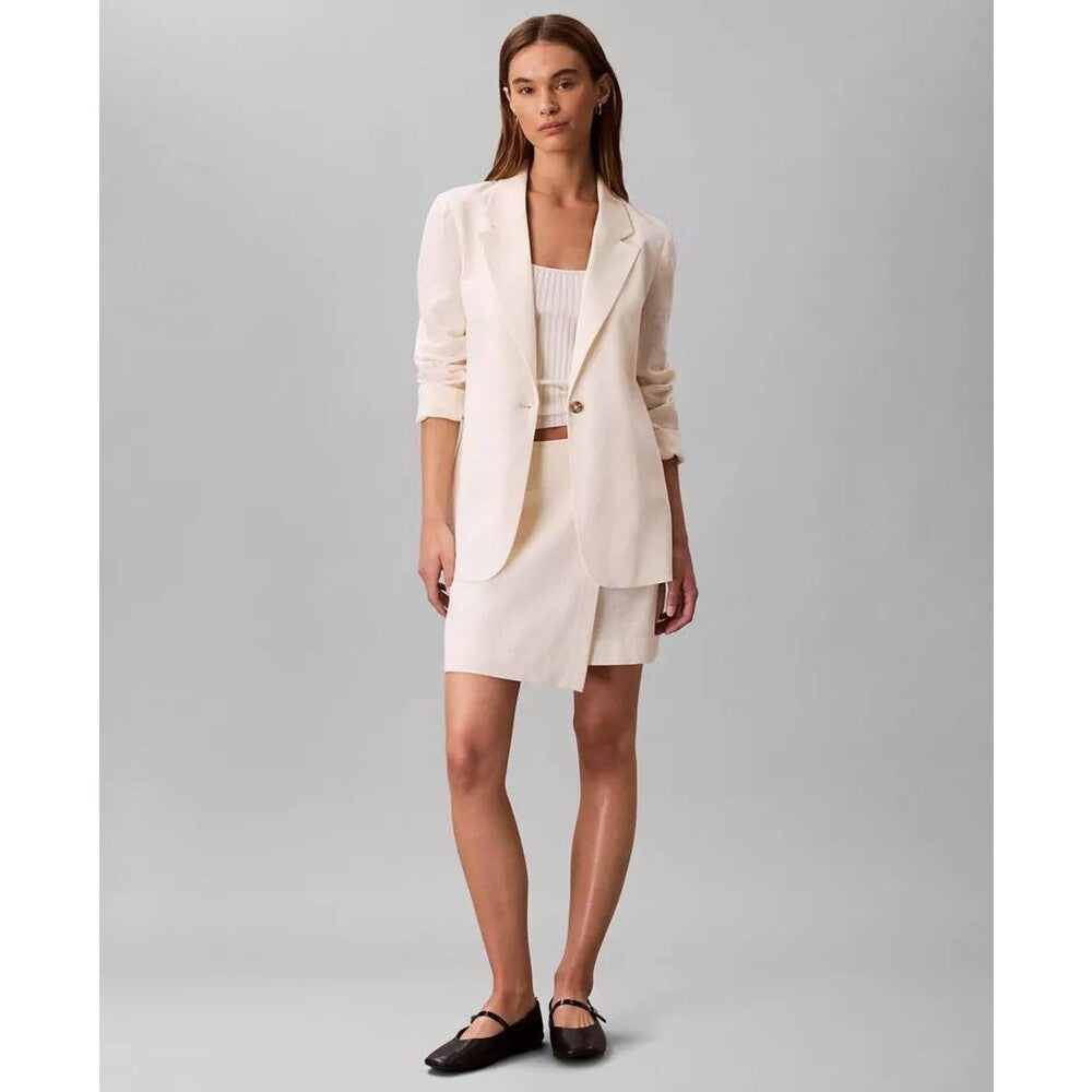 Calvin Klein Linen‑Blend One‑Button Blazer – Size 8 – NWT – $139