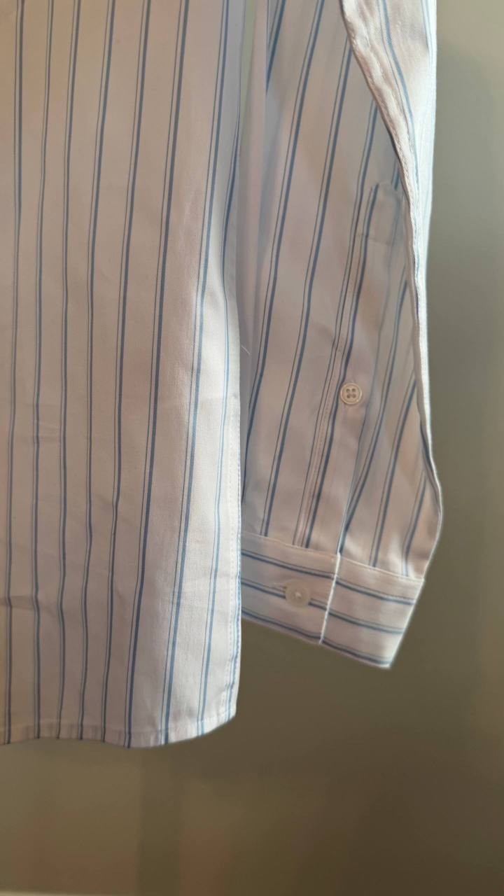 Mode of One Men’s Slim‑Fit Button‑Down Shirt Pale Indigo Stripes S $59.50 NWT