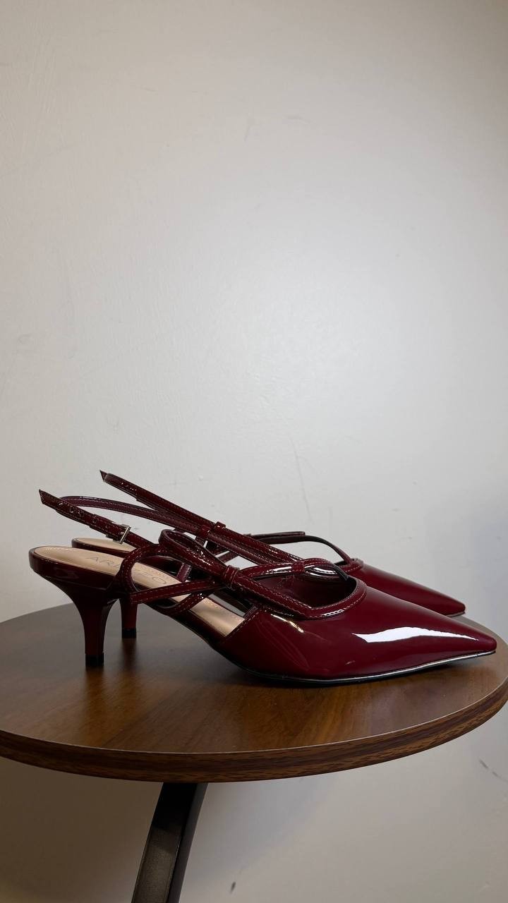 Arezzo Tessa Mid Stiletto Pumps Wine Berry 8B Synthetic MSRP $109 NWB