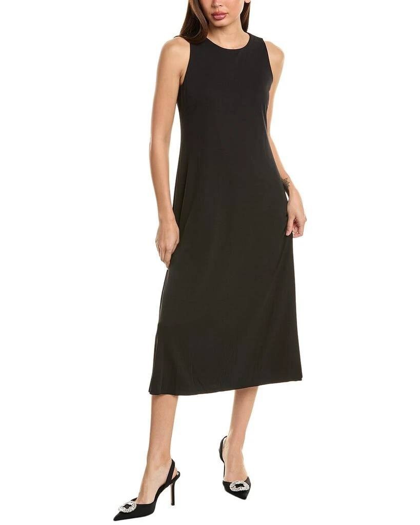 Anne Klein Seaming Detail Sheath Dress Black Size 10 V-Neck-Sleeveless Slim