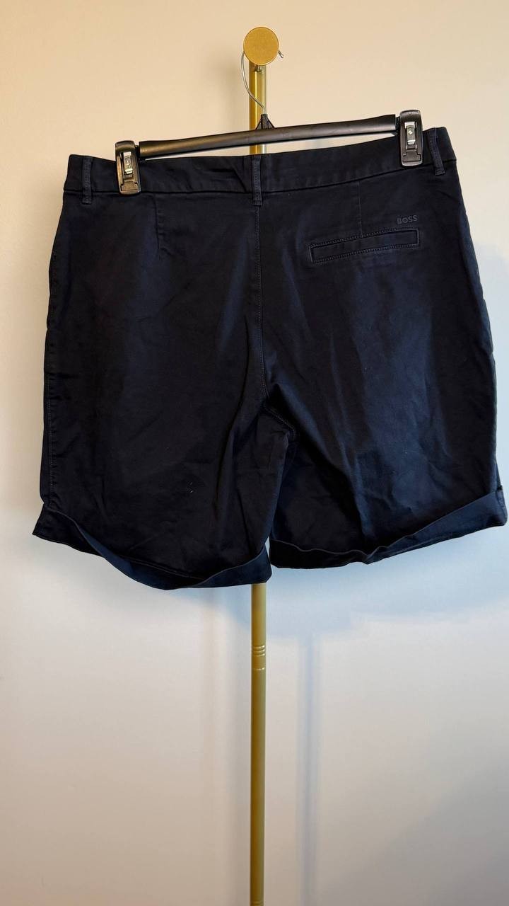 BOSS Taggie High Rise Tailored Shorts Dark Blue 12 NWT $128
