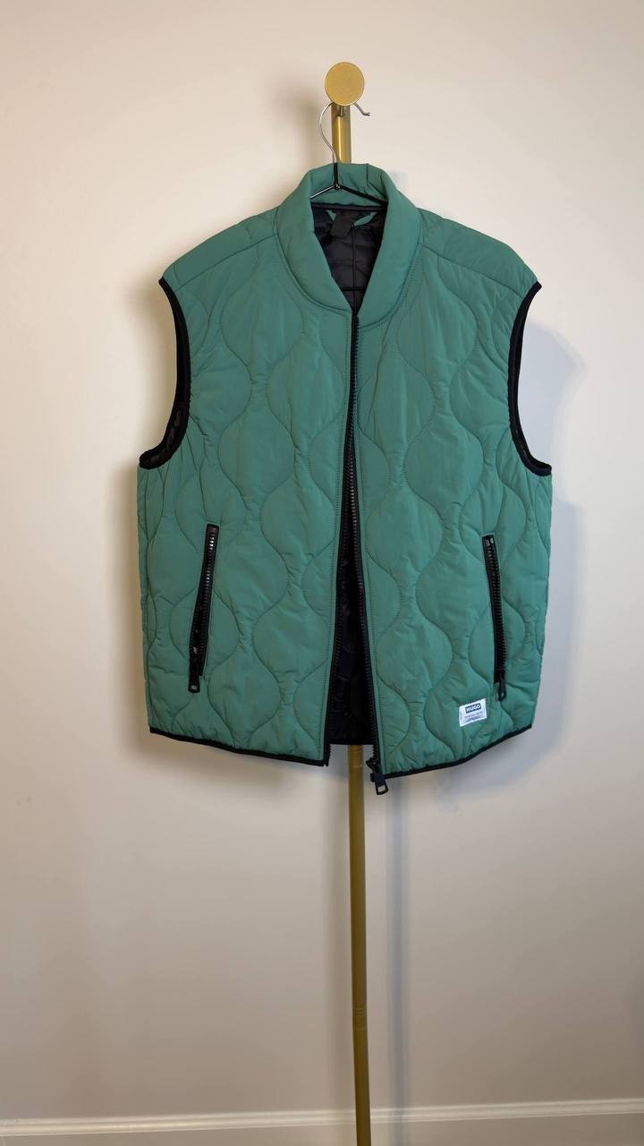 HUGO Hugo Boss Slim‑Fit Quilted Puffer Vest Open Green L NWT $178