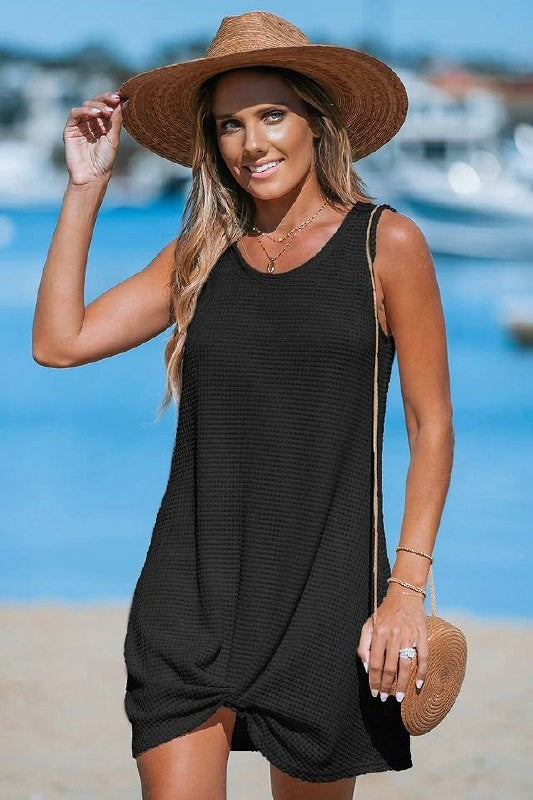 Cupshe Sleeveless Twisted Hem Mini Cover-Up XL NWT Navy Black Beachwear