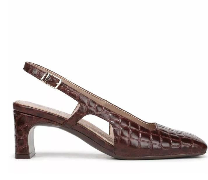 Naturalizer Carmen Pumps 9.5W Cappuccino Croc Leather Slingback NIB msrp$145