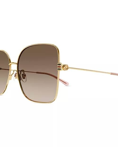 Gucci Women’s 62mm Oversized Square Sunglasses Gold Brown OS NWT $545
