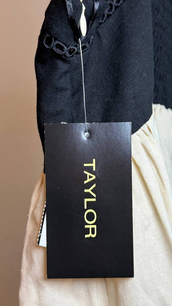Taylor Sleeveless Empire‑Waist Dress Cream/Onix 10 NWT $138