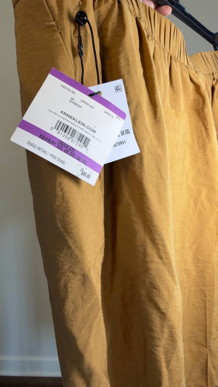 Anne Klein Pleat Front Wide Leg Pants Copper Sun XXL NWT $89