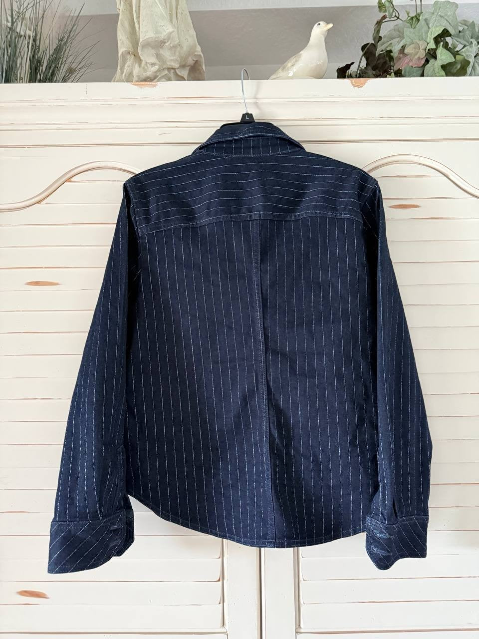 Tommy Hilfiger Denim Shine Shacket Indigo Striped, M, NWT, Button Front