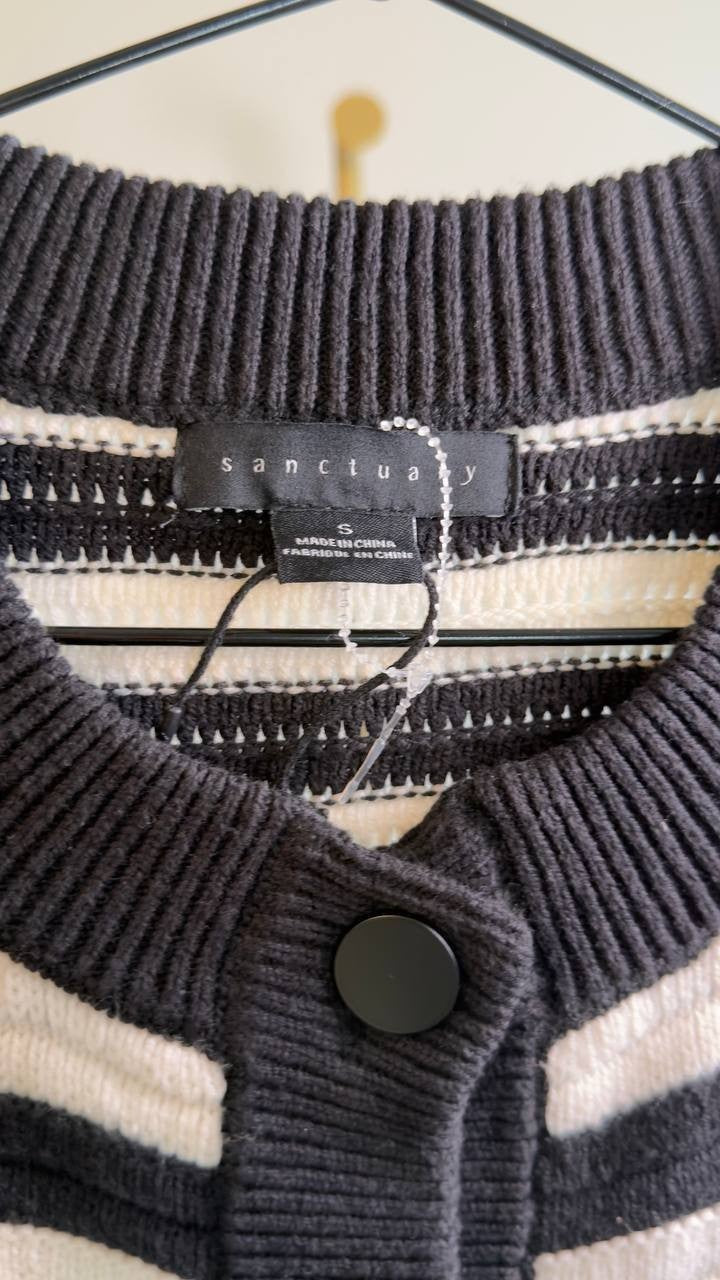 Sanctuary Knitted Lady Jacket White/Black Stripe S NWT $99