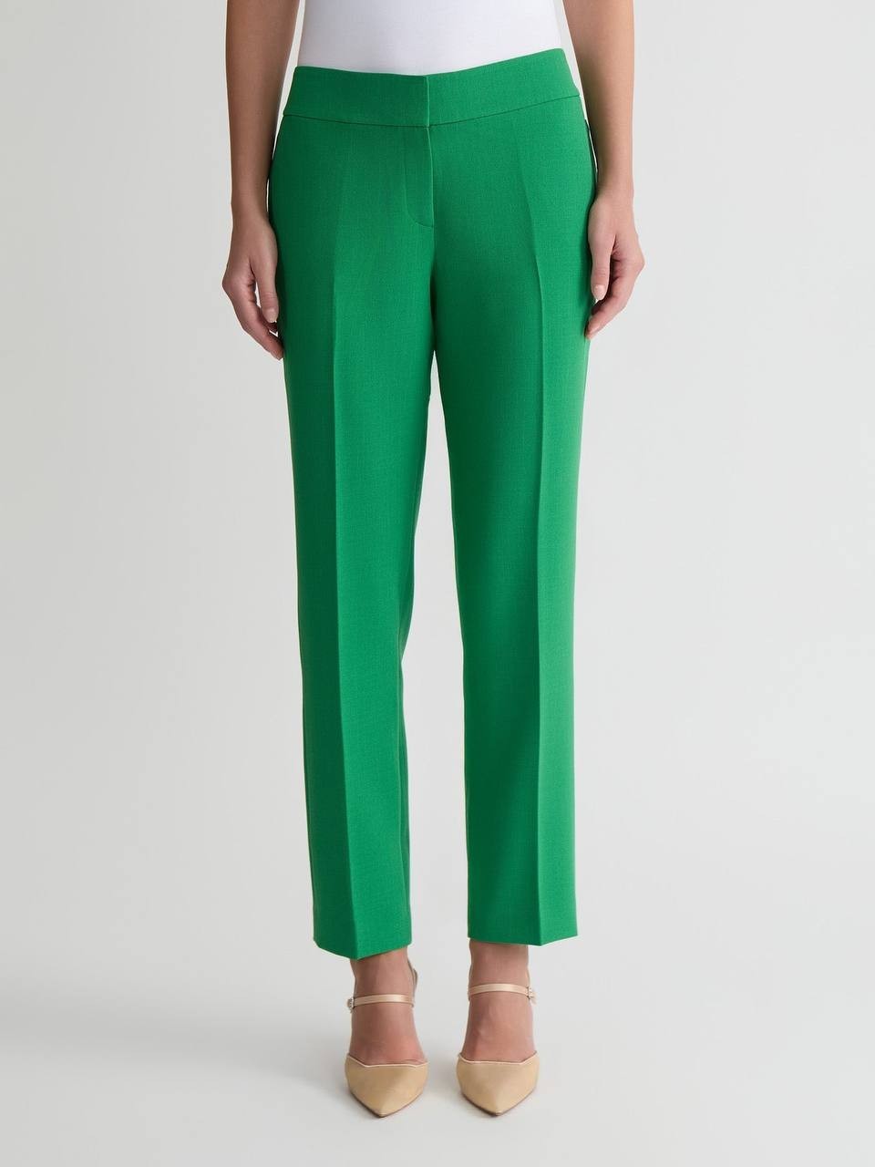 Kasper Ava Straight Leg Stretch Crepe Pants Lush Green 10P NWT $79