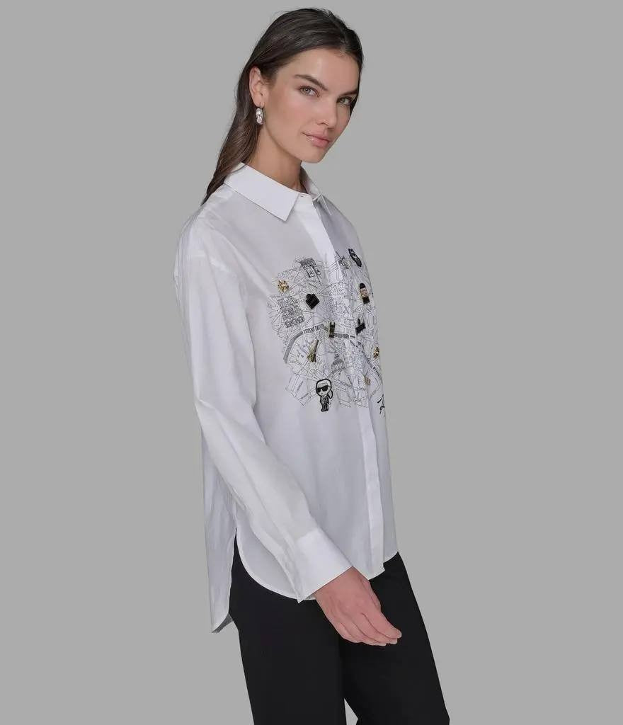 Karl Lagerfeld Paris Whimsy White Poplin Shirt White S NWOT Damaged $119