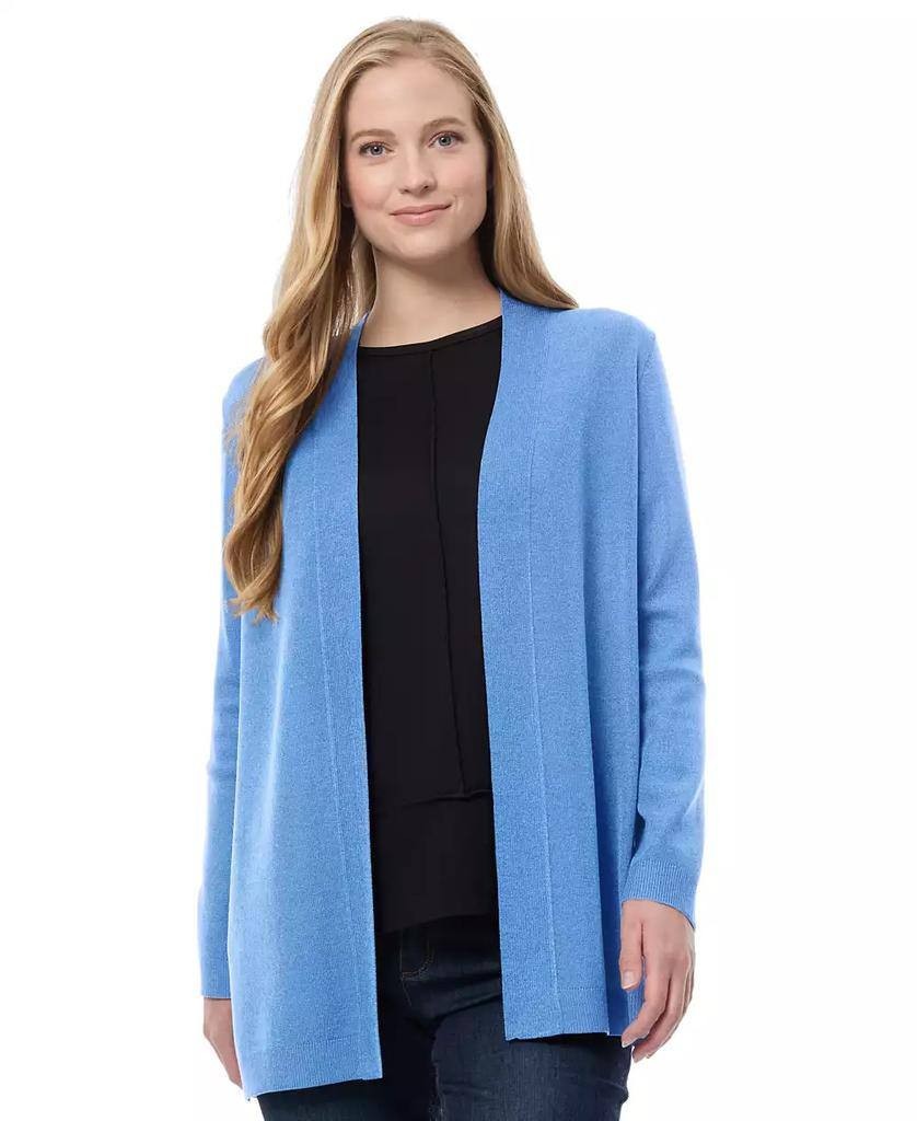 Jones New York Women’s Blue Open-Front Ribbed-Edge Cardigan Size L NWOT $89.50