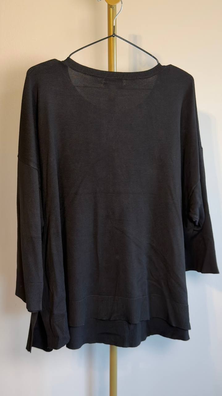 Melissa Paige Plus Size Drop-Shoulder Sweater Jet Black 2X NWT $51.50