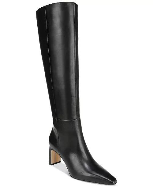 Sam  Edelman  Knee‑High  Dress  Boots  Black  Leather  7.5M  New  $200