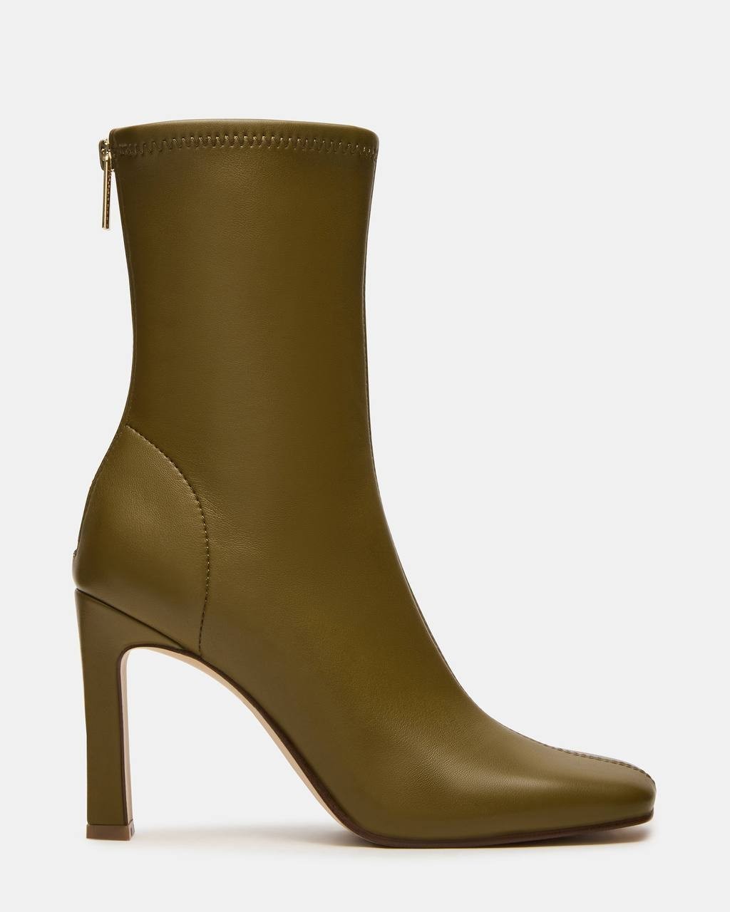Steve Madden Khelan Olive Ankle Boots 9M Vegan Leather Block Heel $119.95 NWB