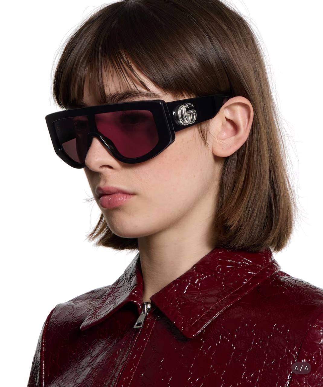Gucci  Rectangular  Frame  Sunglasses  Black/Burgundy  OS  NWOT  $590