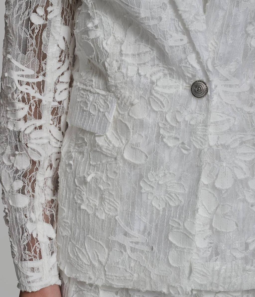 Karl Lagerfeld Paris Lace Blazer Soft White Size 6 NWT $199